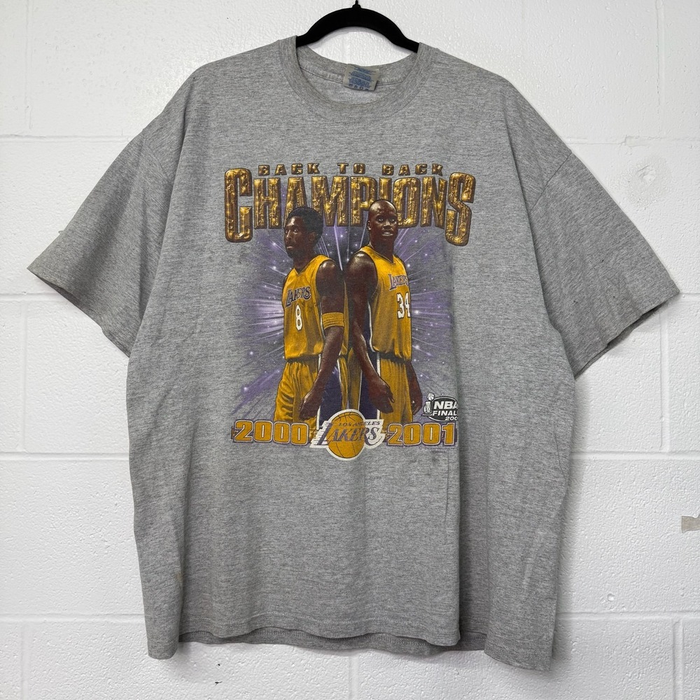 Vtg Kobe Shaq Los Angeles Lakers 2000-2001 Back To Back NBA Champions Shirt XL